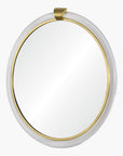 Acrylic and Brass Round Mirror with Beveled Glass