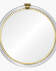 Acrylic and Brass Round Mirror with Beveled Glass