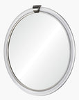 Acrylic and Brass Round Mirror with Beveled Glass