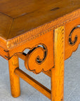 19thC Chinese Bench With Hand Carved Apron