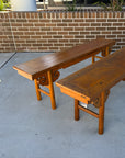 19thC Chinese Bench With Hand Carved Apron