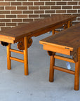 19thC Chinese Bench With Hand Carved Apron