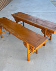 19thC Chinese Bench With Hand Carved Apron