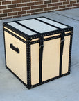 Linen Leather Storage Side Table