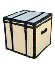 Linen Leather Storage Side Table