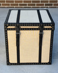 Linen Leather Storage Side Table