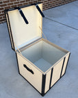 Linen Leather Storage Side Table