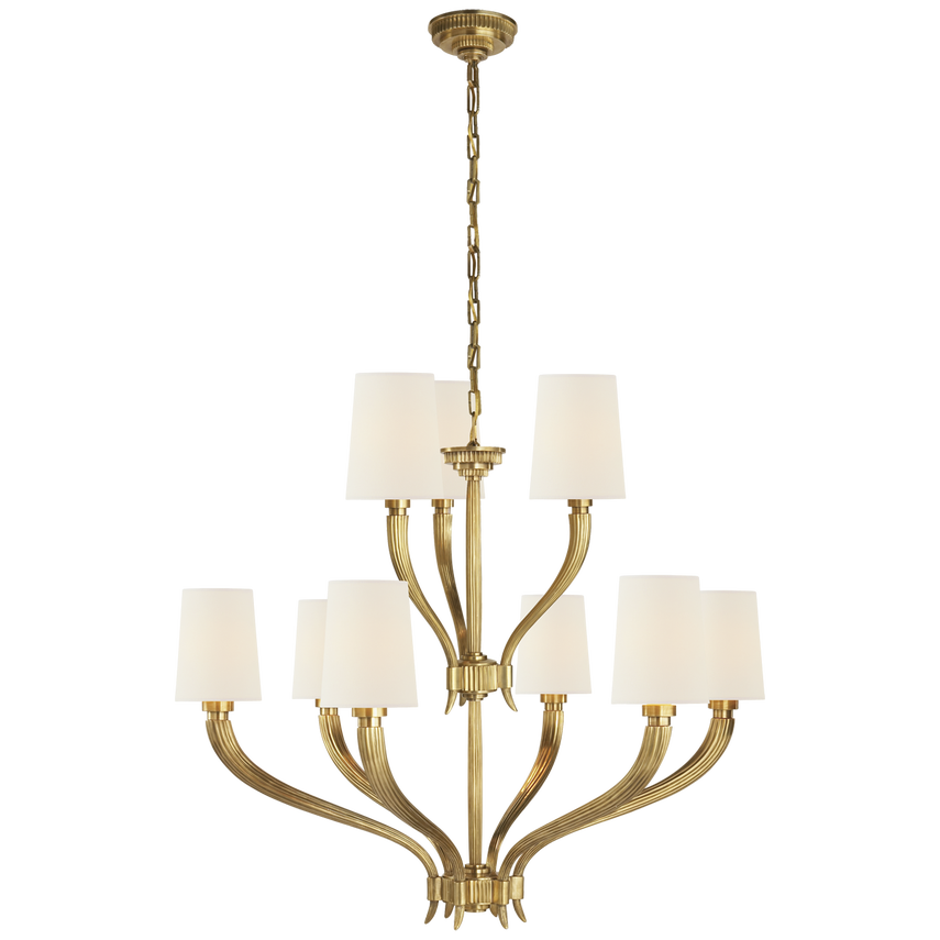 Ruhlmann Chandelier with Linen or Natural Paper Shades