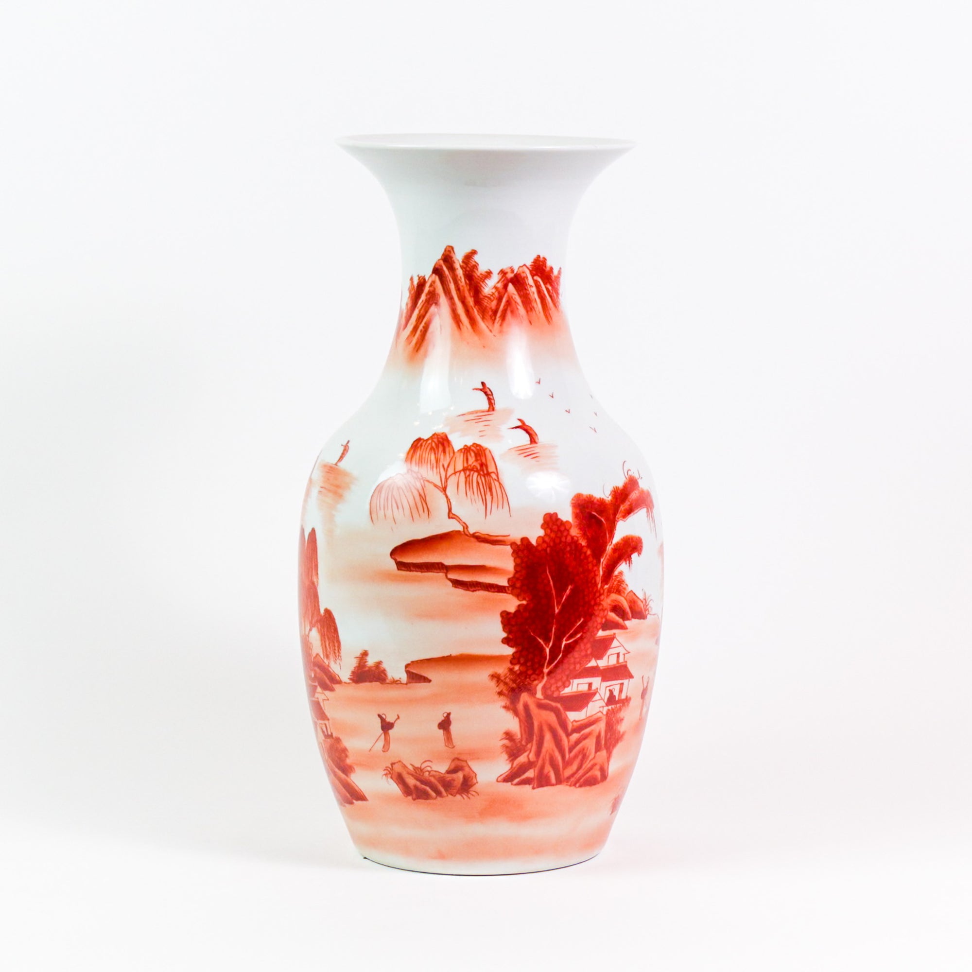 Orange Landscape Fishtail Vase