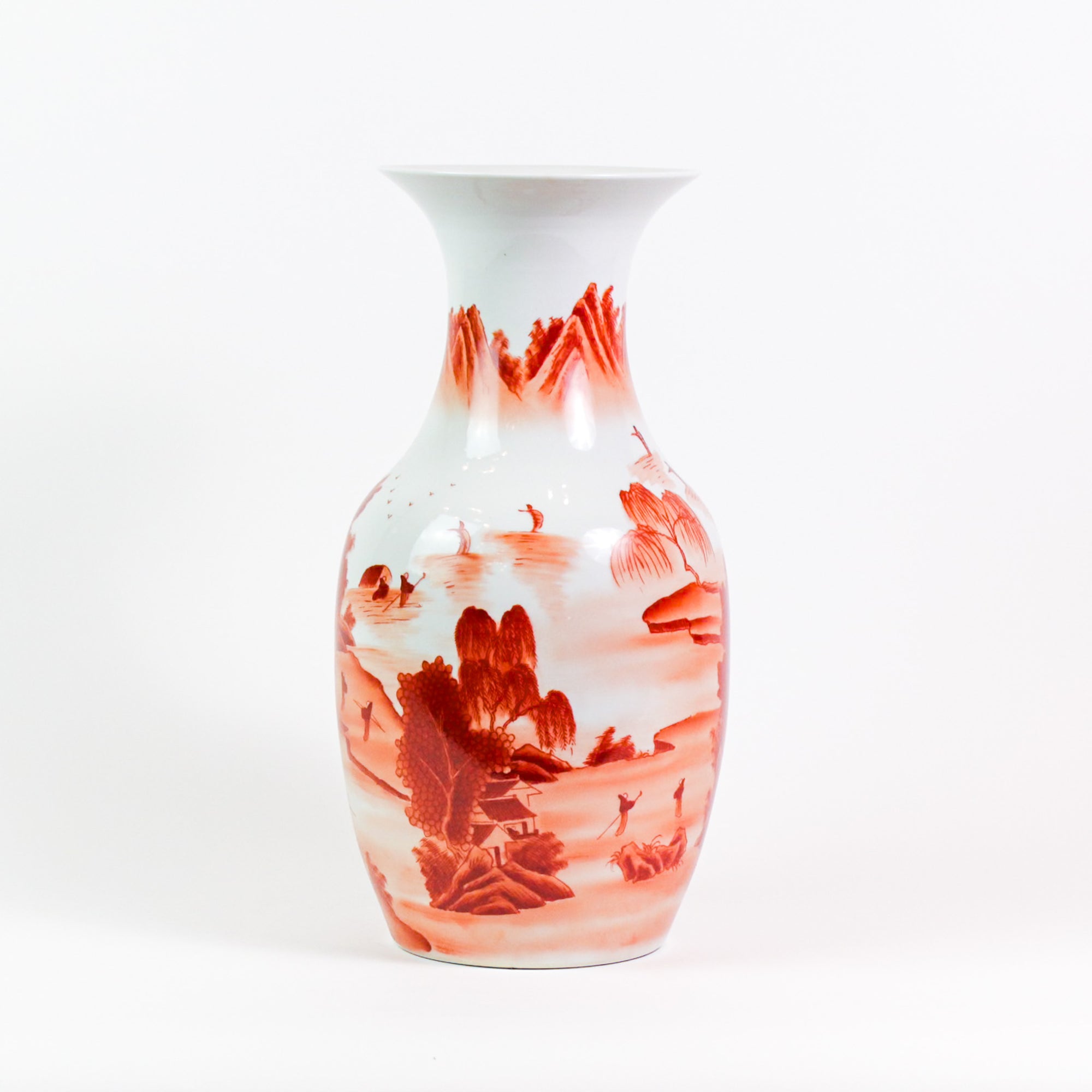 Orange Landscape Fishtail Vase