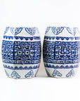 Blue And White Key Design Stool