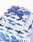 Blue & White Foo Dog Square Tea Jar