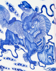 Blue & White Foo Dog Square Tea Jar