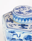 Blue And White Lion Hexagonal Tea Jar