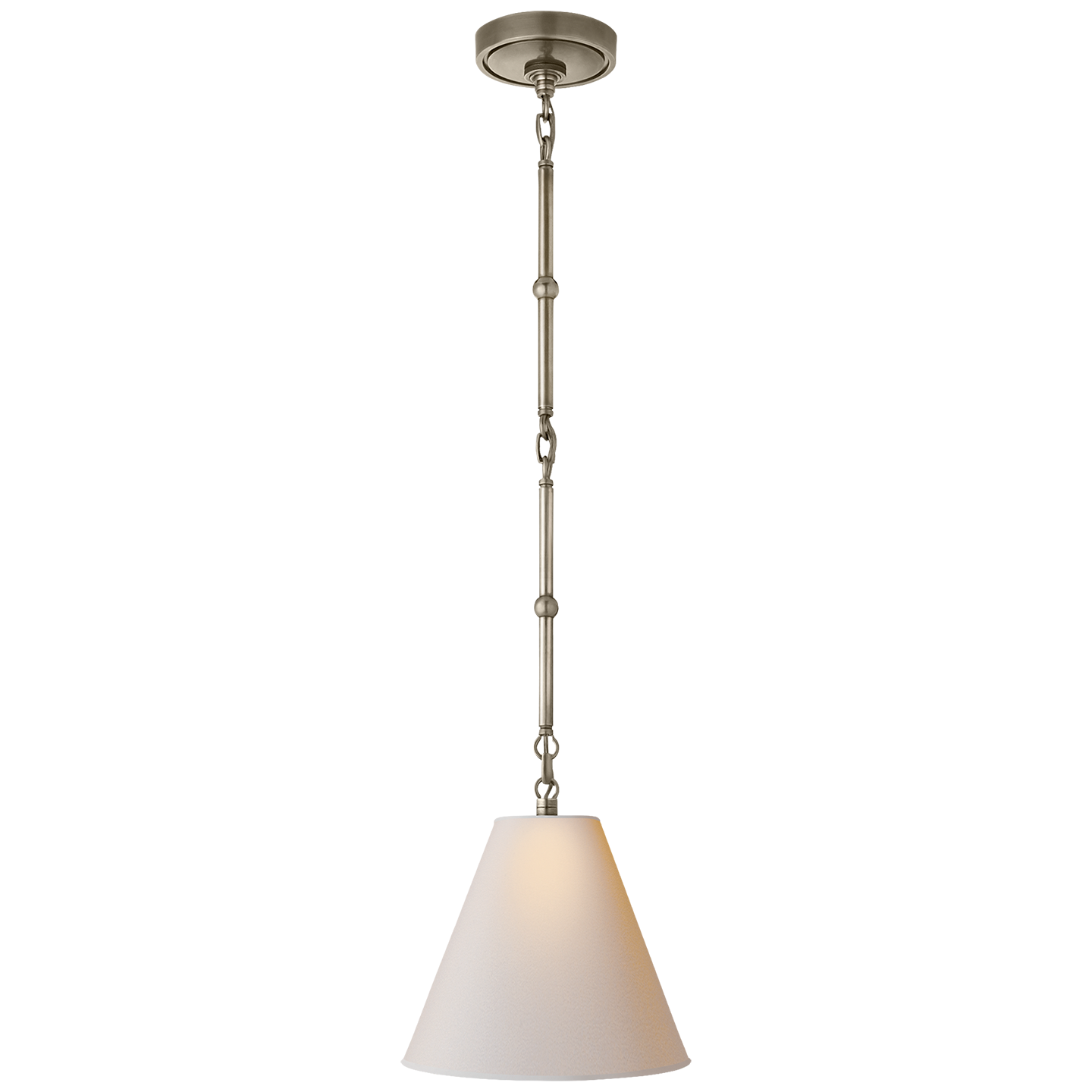 Thomas O'Brien Goodman Small Hanging Light in Bronze and Hand-Rubbed  Antique Brass with Hand-Rubbed Antique Brass Shade