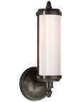 Merchant Single Bath Light with White Glass