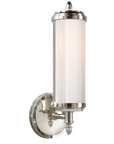 Merchant Single Bath Light with White Glass
