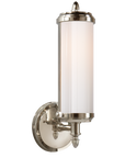 Merchant Single Bath Light with White Glass