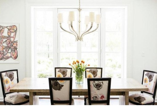 Ruhlmann Chandelier with Linen or Natural Paper Shades