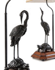 Meiji Cranes Table Lamp Pair