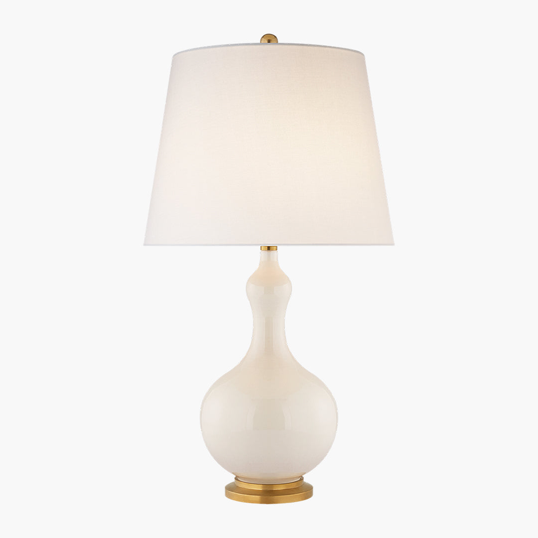 Crystal Panel Table Lamp in Antique-Burnished Brass with Natural