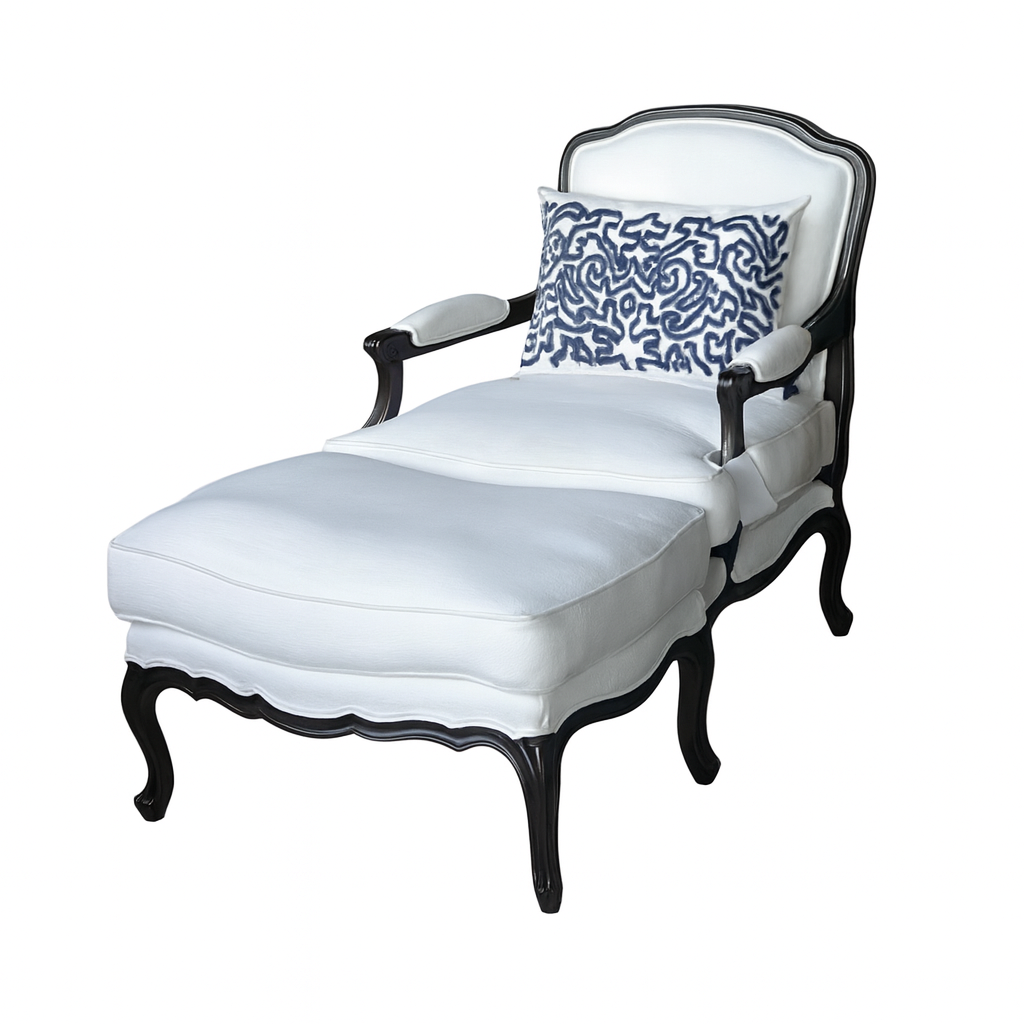 French Style Armchair and Ottoman