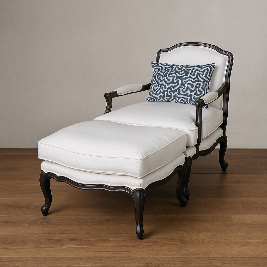 French Style Armchair and Ottoman
