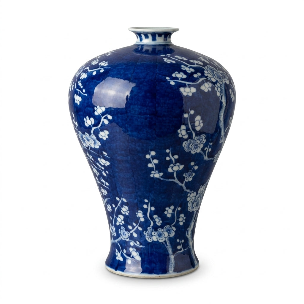 Blue &amp; White Cherry Blossom Plum Vase