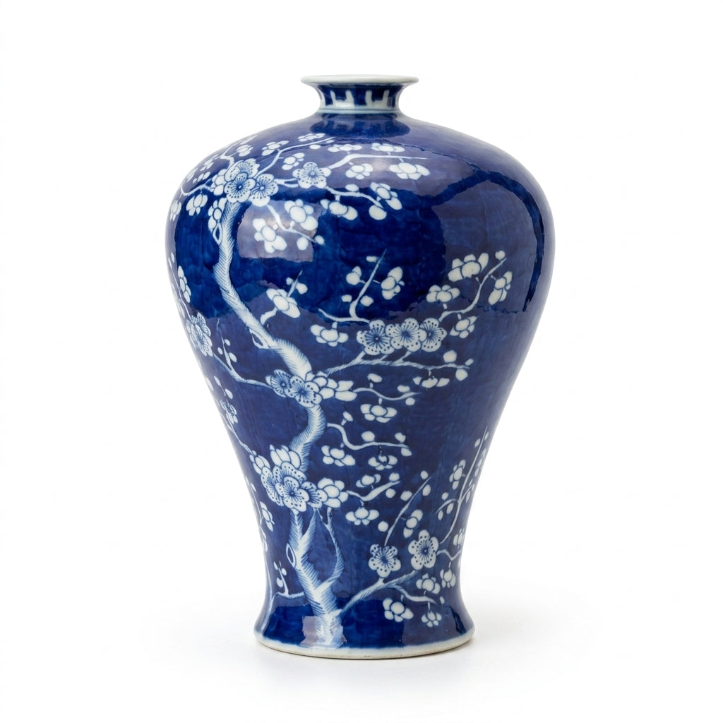 Blue &amp; White Cherry Blossom Plum Vase