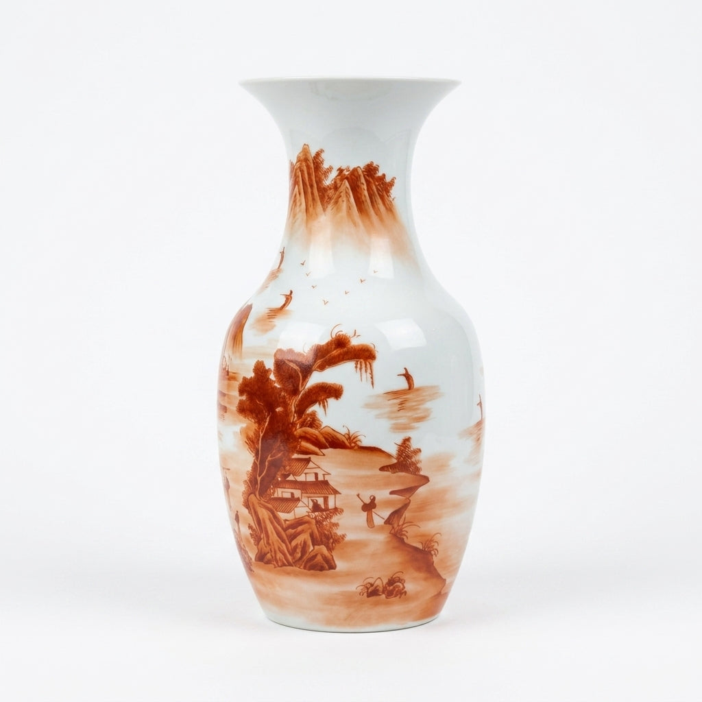 Orange Landscape Fishtail Vase
