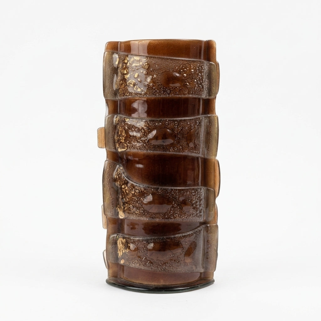 Striped Vase in Dark Tan