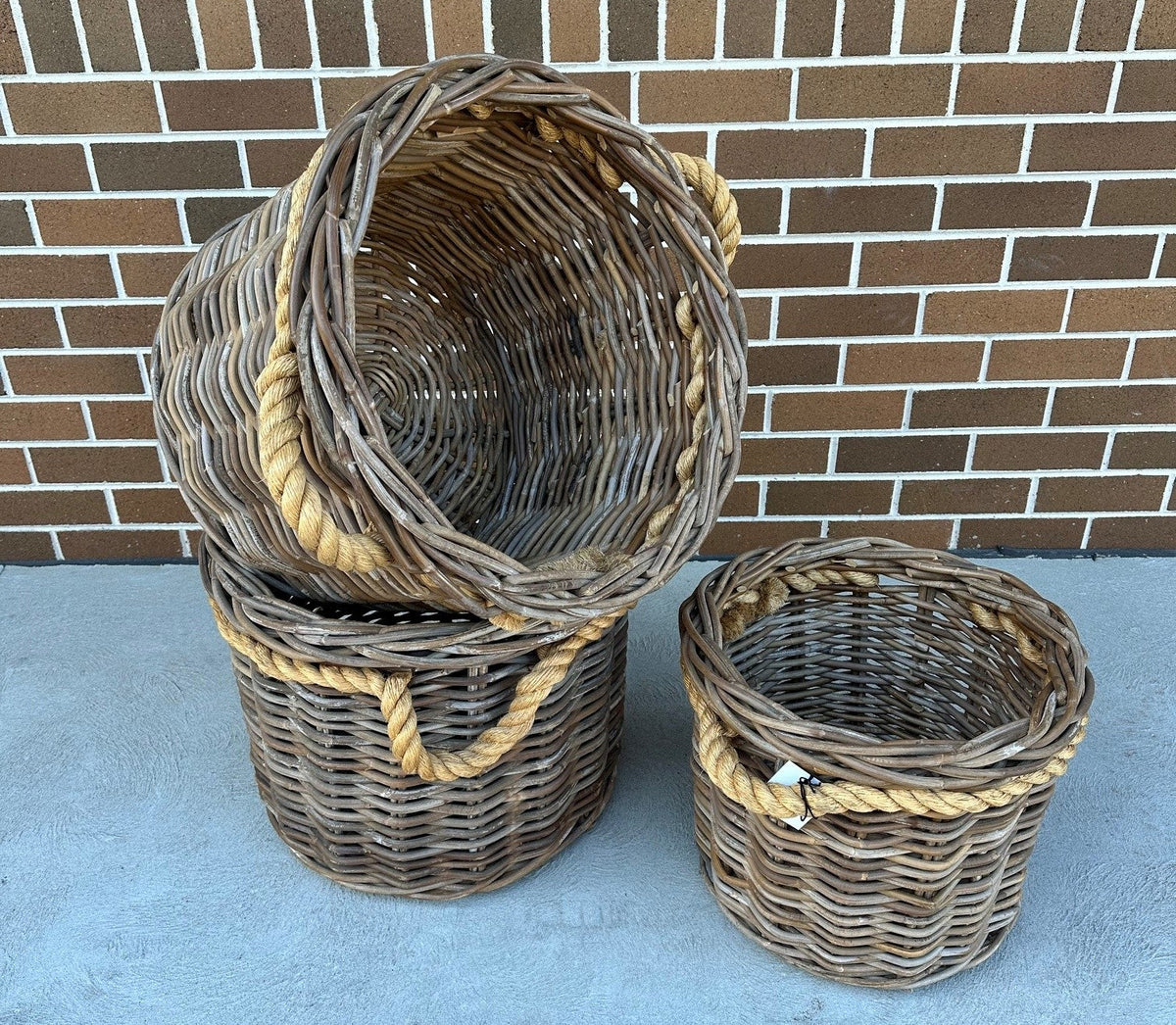 Woven Baskets with Rope Handles