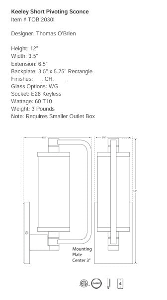 Keeley Short Pivoting Sconce