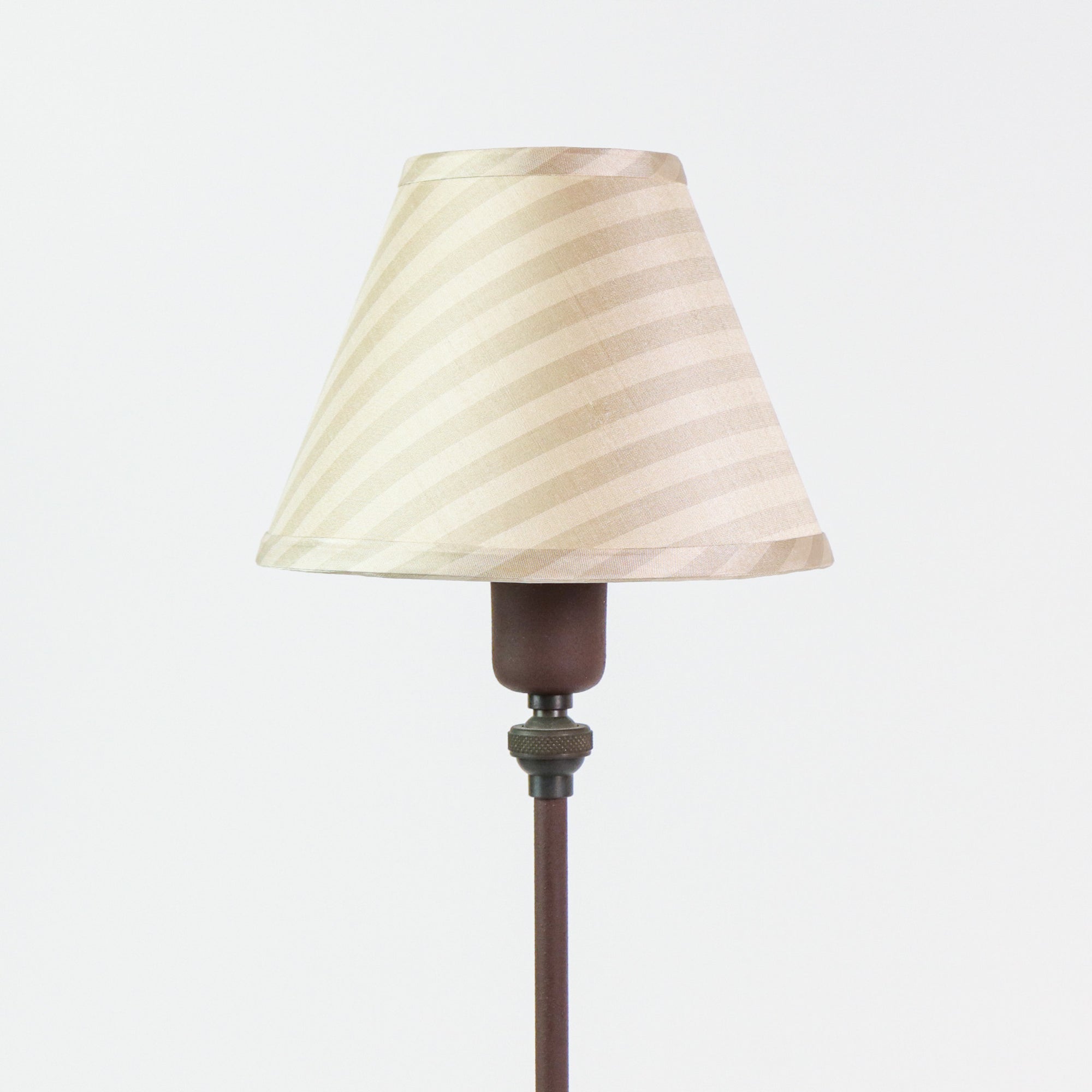 Clelia Table Lamp in Rusted Iron with Custom Silk Shades Pair