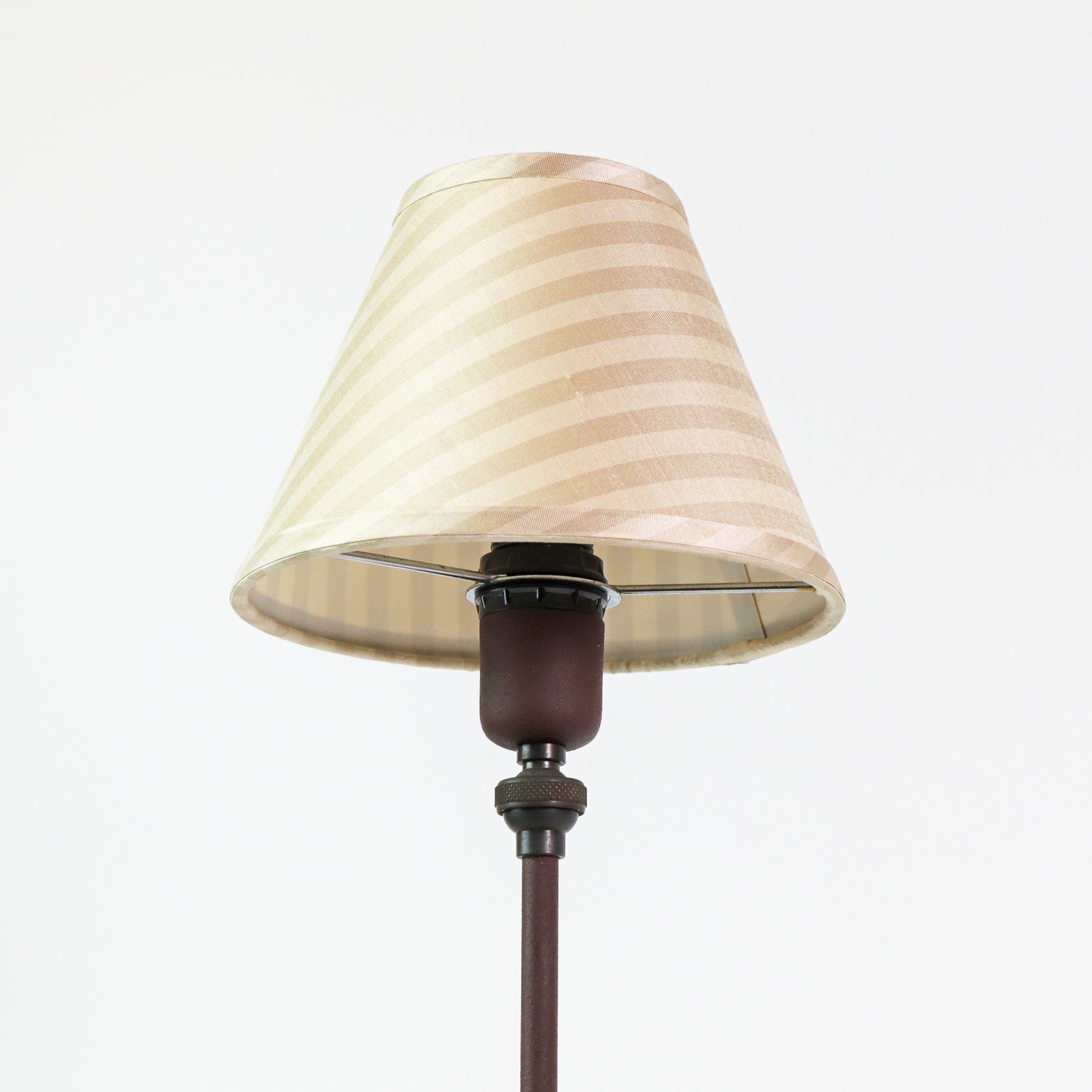 Clelia Table Lamp in Rusted Iron with Custom Silk Shades Pair