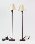 Clelia Table Lamp in Rusted Iron with Custom Silk Shades Pair