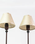 Clelia Table Lamp in Rusted Iron with Custom Silk Shades Pair