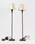 Clelia Table Lamp in Rusted Iron with Custom Silk Shades Pair