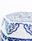 Blue And White Key Design Stool