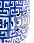 Blue And White Key Design Stool