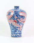 Blue And White Plum Vase with Copper Red Dragon