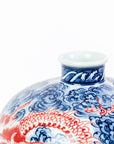 Blue And White Plum Vase with Copper Red Dragon